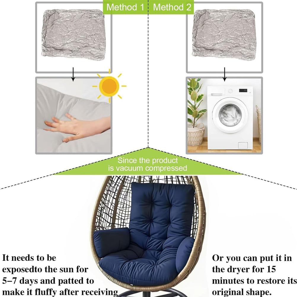 Generisch Hängesessel-Kissen, Schaukelsessel-Kissen Indoor Sitzkissen Garten Polster Auflage für Hängeschaukel Hängekorb Waschbar Schaukelstuhl Dicke Hängestuhl Sitzauflage,AA,Light Gray