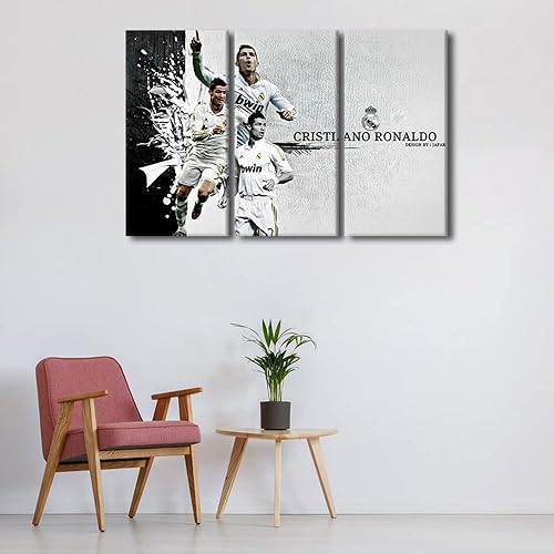 Miniatura 274 de TISHIRON 3 paneles CR7 Cristiano Ronaldo - Póster en lienzo para decoración de pared, pelota deportiva, casa moderna, para club, arena, sala