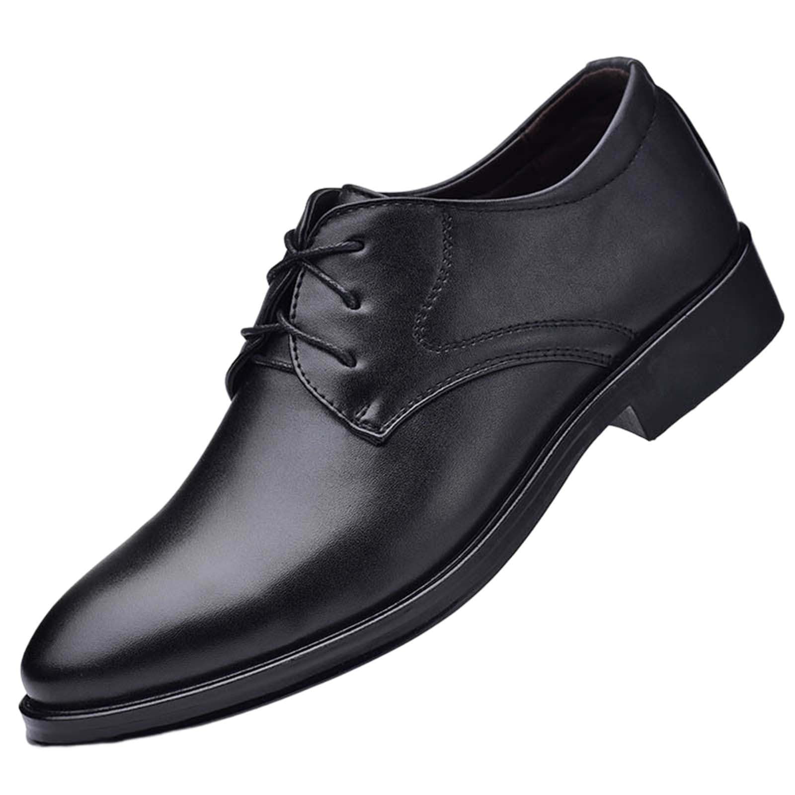 Black Dress Shoes for Men Fashion Oxfords Classic Lace up Shoe Heel Pad Design for Formal Occasions Work