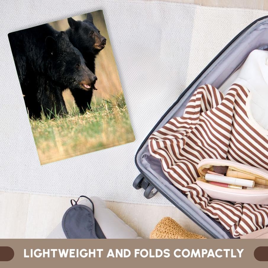 Miniatura 6 de Toalla de mano 3D Rose Black Bear hembra con dos cachorros, parque nacional de montañas ahumadas, 15 x 22 pulgadas