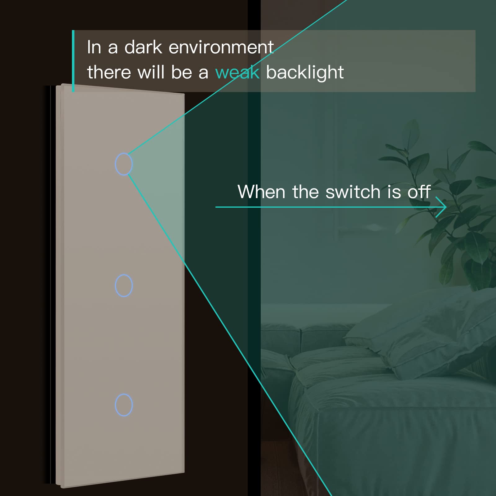 BSEED Touch Lichtschalter Dreifach 1 Fach 2 Wege Glas Lichtschalter Weiß Led Touch Schalter Touchscreen Funktioniert mit LED Lampe 228mm EU Standard