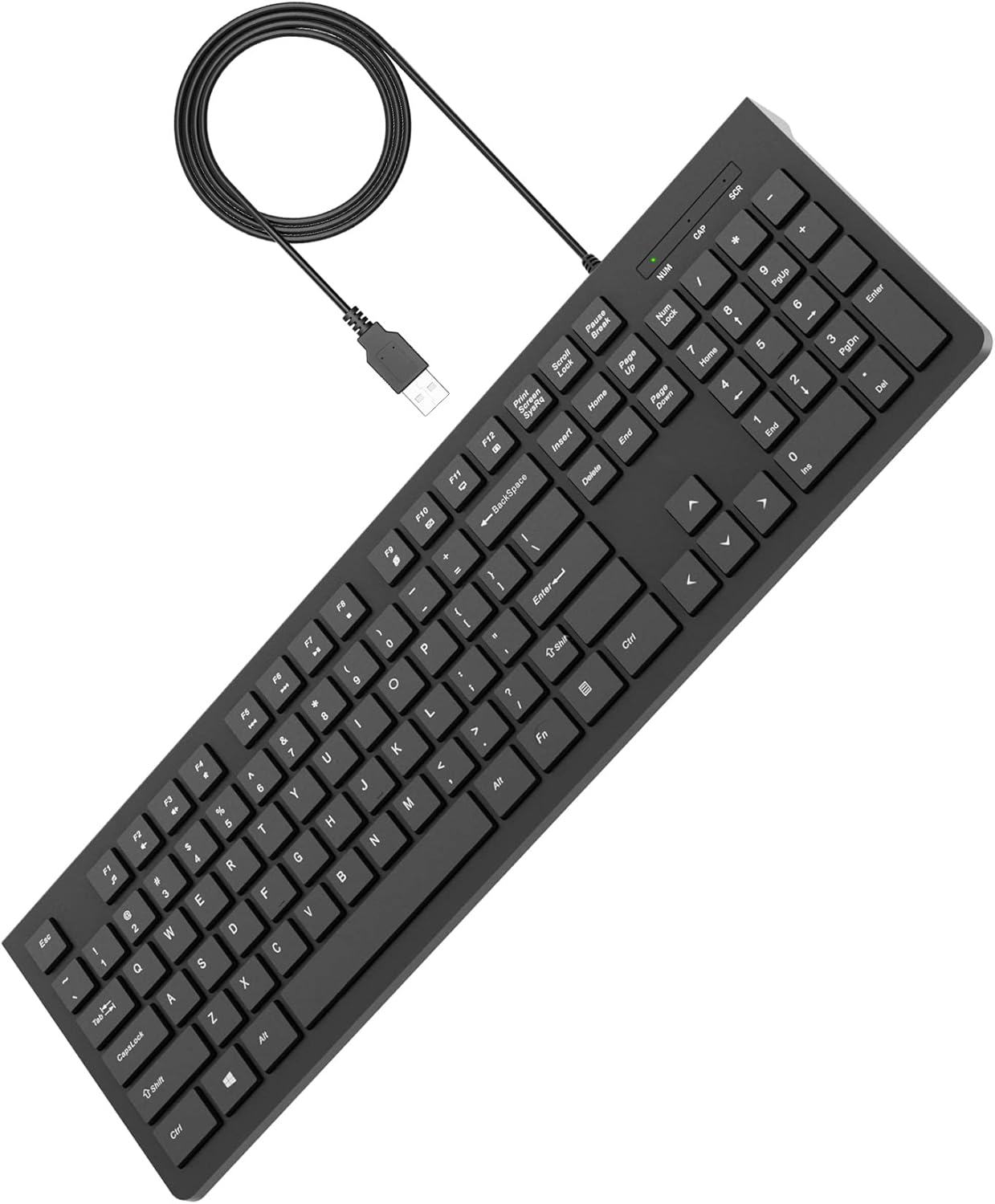 Computer Keyboard Wired, Plug Play USB Keyboard, Low Profile Chiclet Keys, Large Number Pad, Caps Indicators, Foldable Stands, Spill-Resistant, Anti-Wear Letters for Windows Mac PC Laptop, Full Size : Electronics