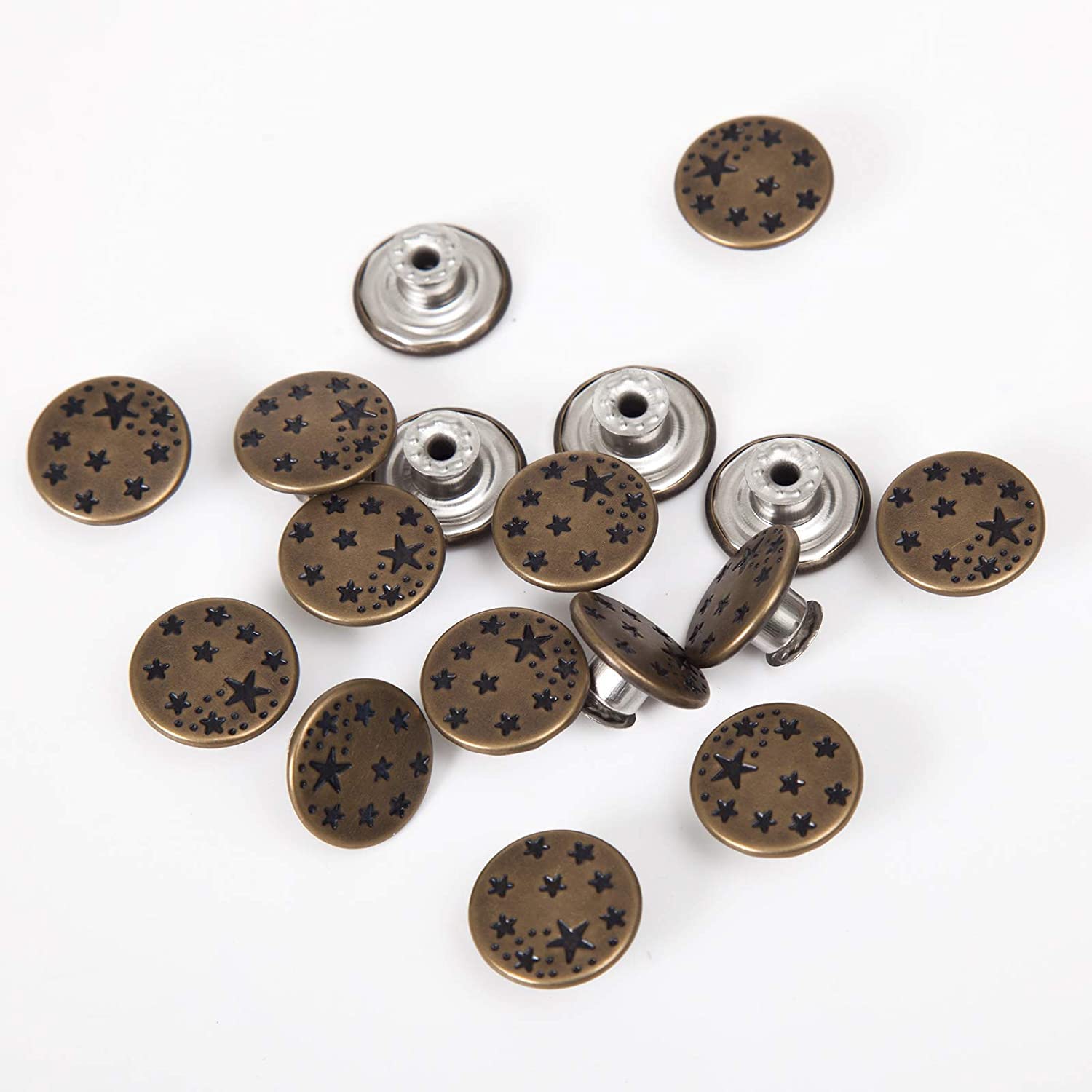 10 Qualité Couture-Gratuit Boutons Pour Jeans Rivets 16 MM De