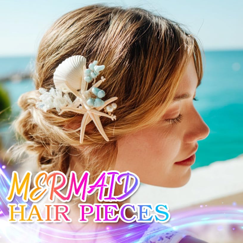 CASDRE Starfish Wedding Hair Comb Silver Seashell Bridal Hair Accessories Pearl Hair Pieces for Women and Brides (Silver) - Image 7