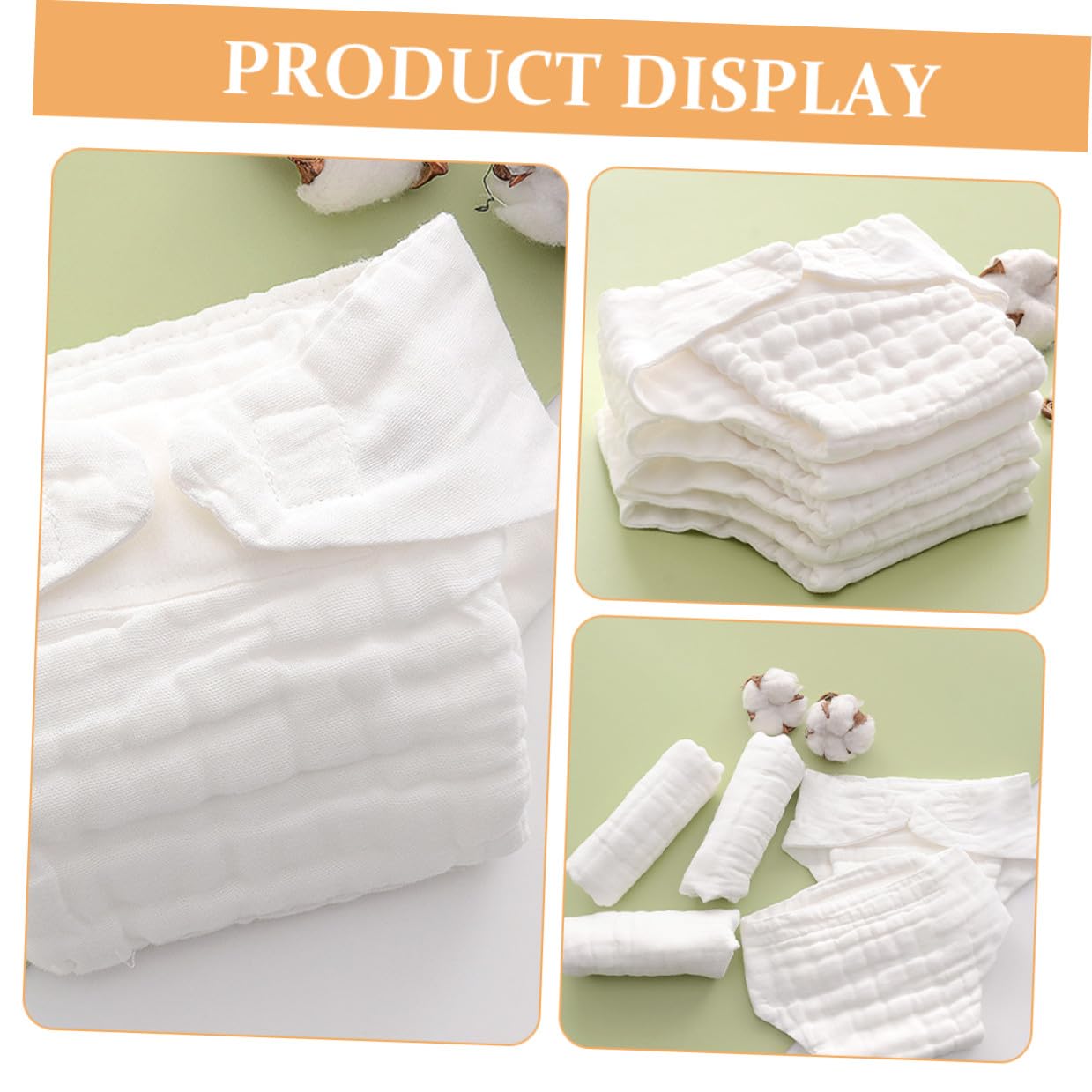 Hohopeti Insertos para Pañales Reutilizables de Algodón Blanco para Bebés, 5 Piezas, Fáciles de Limpiar y Transpirables, Ideales para Uso Diario en Casa
