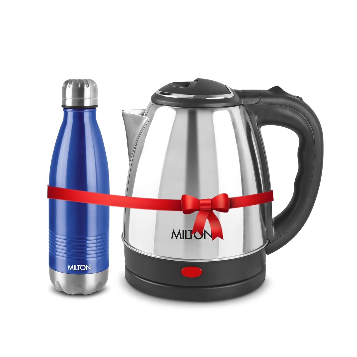 Milton Combo Set Go Electro Stainless Steel Kettle, 1.5 Litres, Silver and Duo Dlx 750 Thermosteel Hot and Cold Bottle, 700 ml, Blue | Office | Home | Kitchen | Travel Water Bottle
