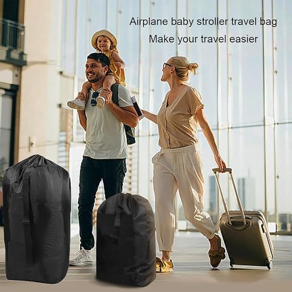 Air Travel Stroller Bag - Waterproof Protective Case with Shoulder Strap (Black, Fits Most Foldable Models)