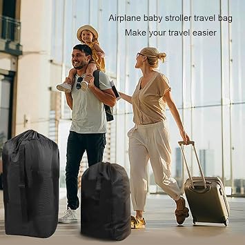 Air Travel Stroller Bag - Waterproof Protective Case with Shoulder Strap (Black, Fits Most Foldable Models)