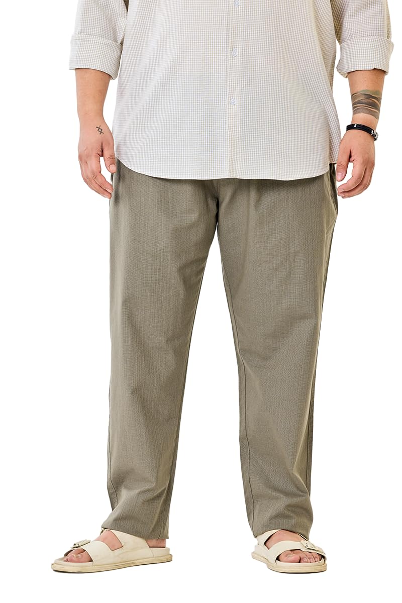 Men Casual Trousers | Regular Fit Ankle Length Solid Design | Premium Linen Fabric & Drawstring Closure for Summer & Street Wear-image-41