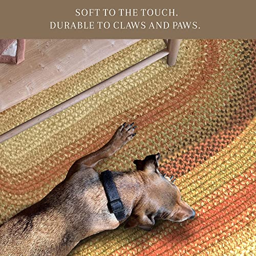 Homespice Gingerbread Jute Braided Rug 27X45In Oval Brown-Red-Black Natural Jute Rug. Uses- Indoor Entryway Rug, Kitchen Rug, Bedroom Doorway Reversible, Rustic, Country, Primitive, Farmhouse Decor #TOP2