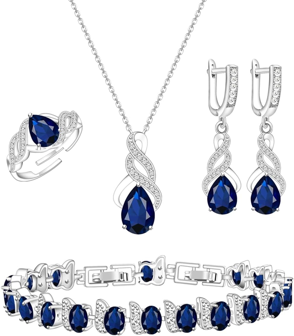 Wedding Jewelry Set for Women Gem Necklace Earrings Bracelet Luxury Jewelry Set Birthday Valentine's Day Mother's Day Christmas Prom Jewelry Gift