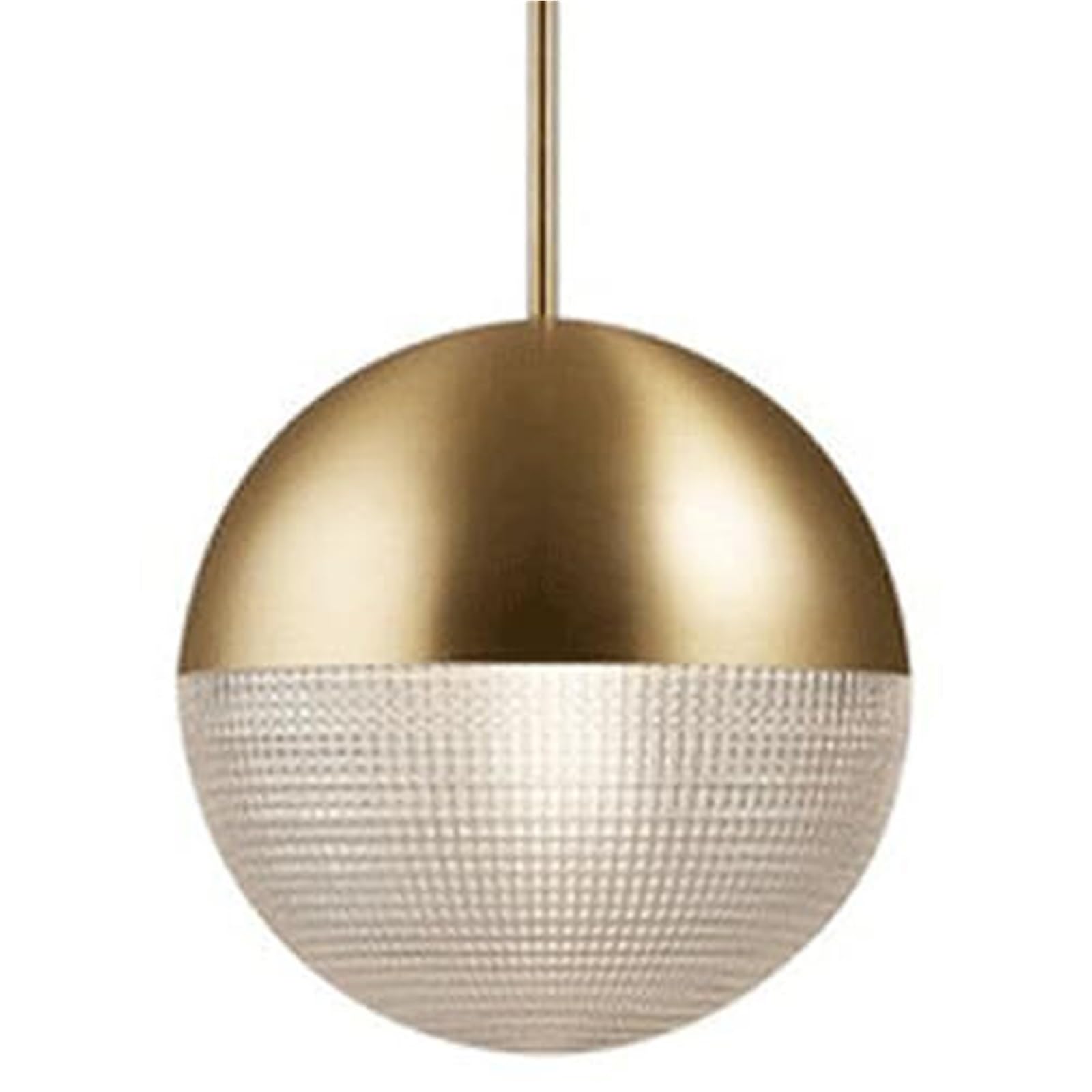 KHUKHU Nordic Style Metal Glass Pendant Lamp, Creative Round Hanging Light Lampshade, Flush Mount Ceiling Chandelier, Bar Balcony Decoration Pendant Light, E26 Screw Light Fixtures(Gold,25cm)