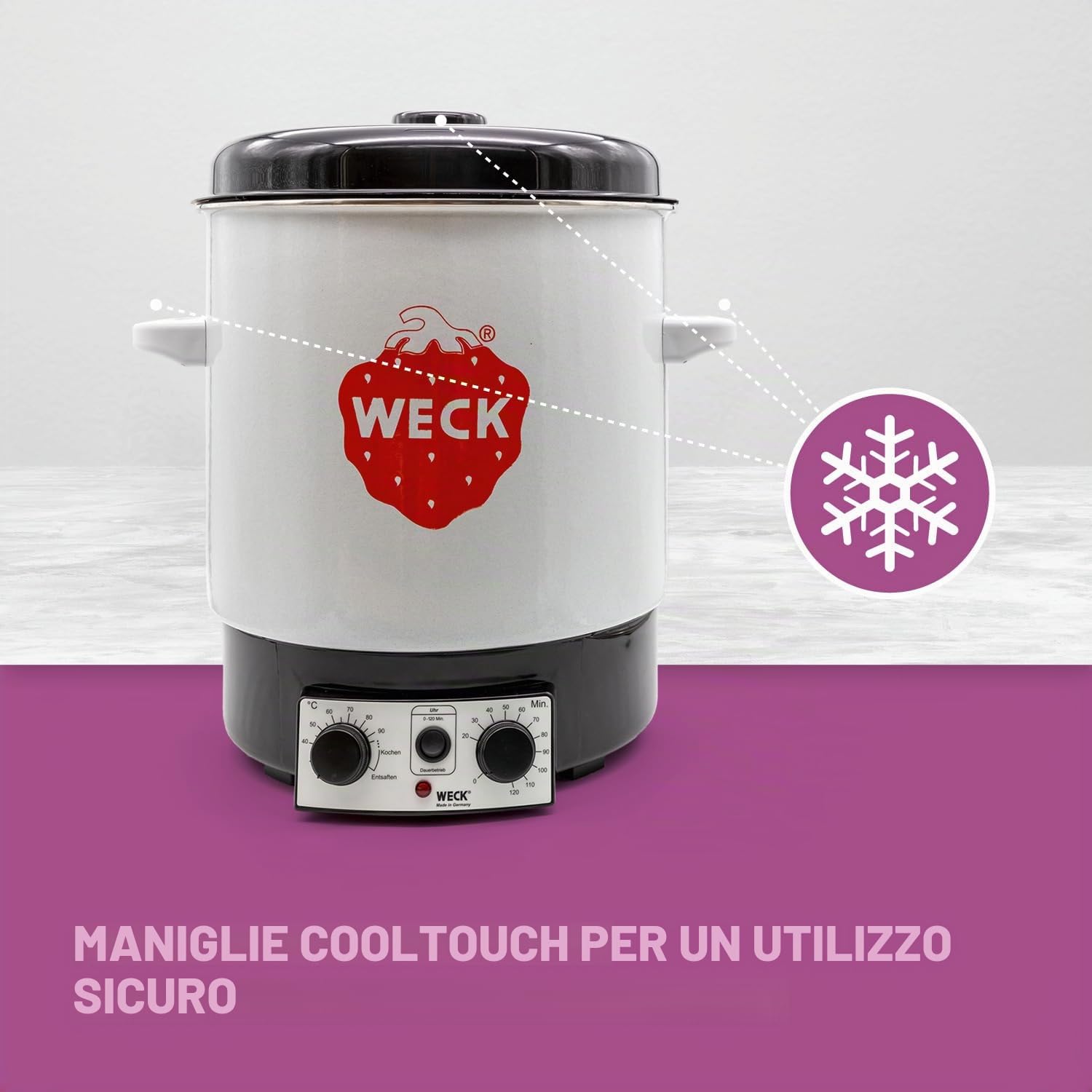 WECK Sterilizzatore elettrico WAT 15 (sterilizzatore a smalto, dispensatore di acqua calda, fornello per vino caldo, termostato, timer, 29 litri) 6830