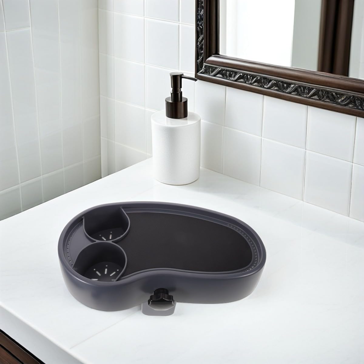 Kisangel Bandeja Ajustable para Bañera con Soporte Antideslizante para Dos Tazas, Material Plástico, Adecuado para Fiestas en Casa y Sesiones de Hidroterapia