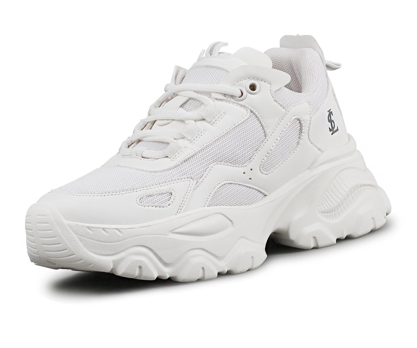 louis stitch Women’s Sneakers White | Comfortable Lightweight Walking Shoes | Stylish Casual Lace-Up Trainers LSLD-SNK-01-WH |-picture-13