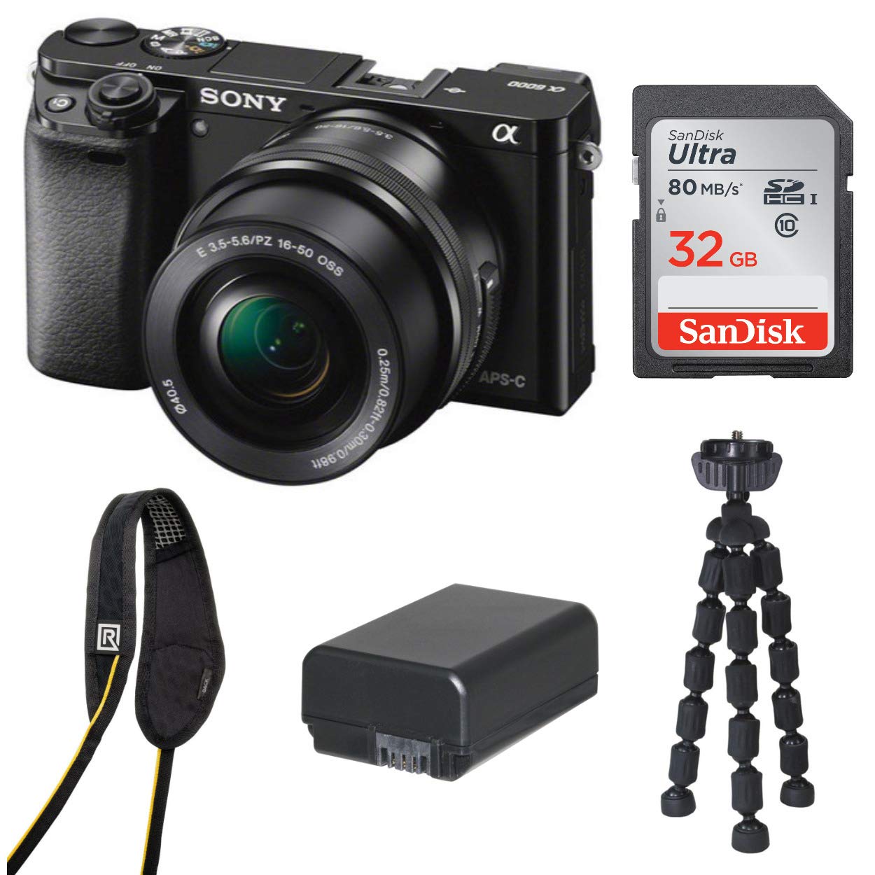 Sony Alpha a6000 ILCE-6000L/B ILCE6000LB 24.3 Interchangeable Lens Camera with 16-50mm Power Zoom Lens + Sony 16GB SDHC
