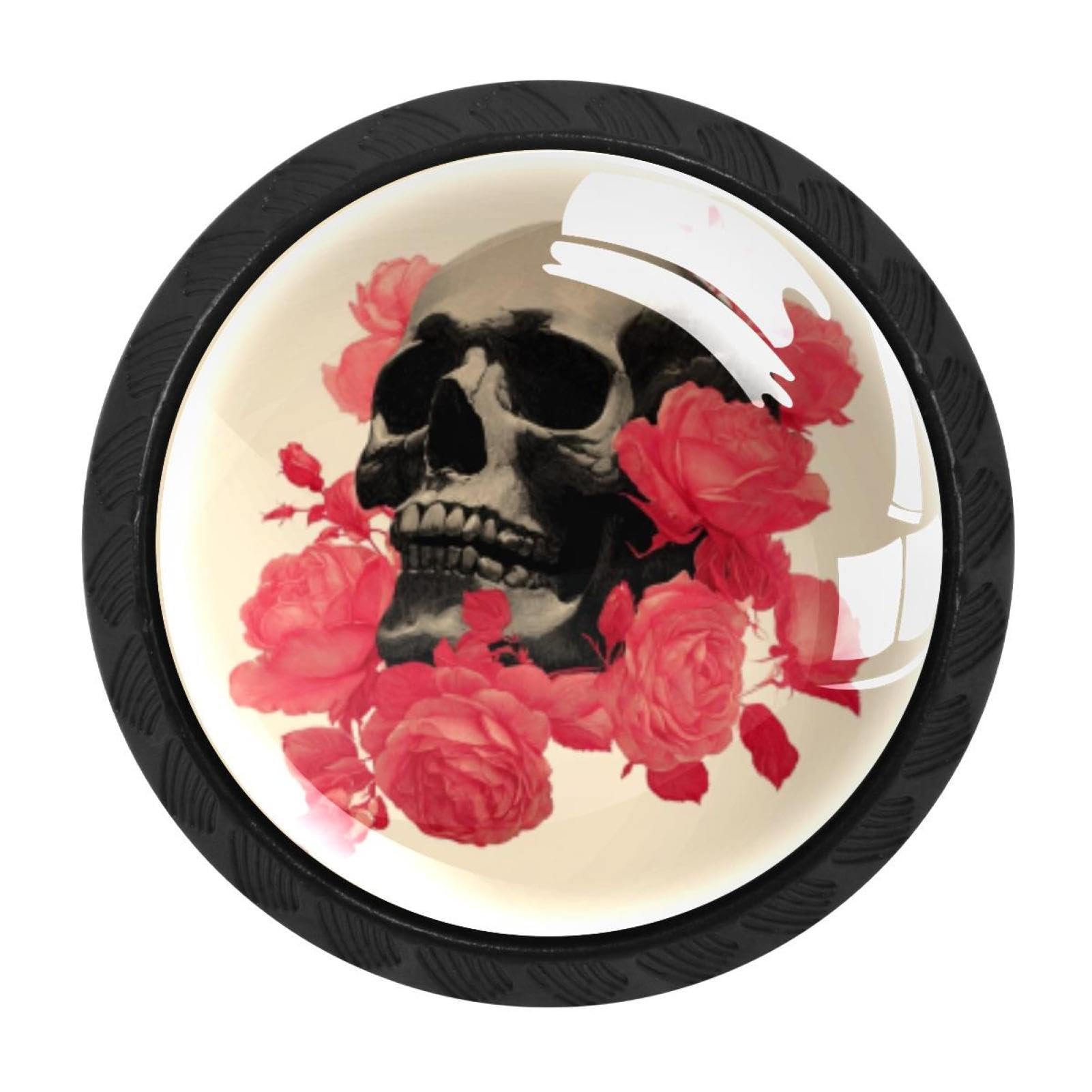 CHENZZZZ 4 Pack Skull Roses (8) Kitchen Cabinet Knobs Drawer Knobs Door Dresser Handles for Personalized Gifts Great for Any Occasion