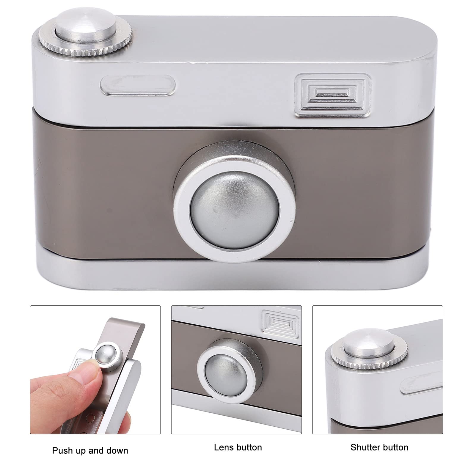 Generic ADHD Push Slider Zabawka dla Dorosłych Metalowa Prasa Kliknij Stress Relief Slider Zabawka, Przenośna łagodząca Lęki w Kształcie Kamery dla Pracowników Biurowych, 2,1 X 1,4 X 0,6 Cala