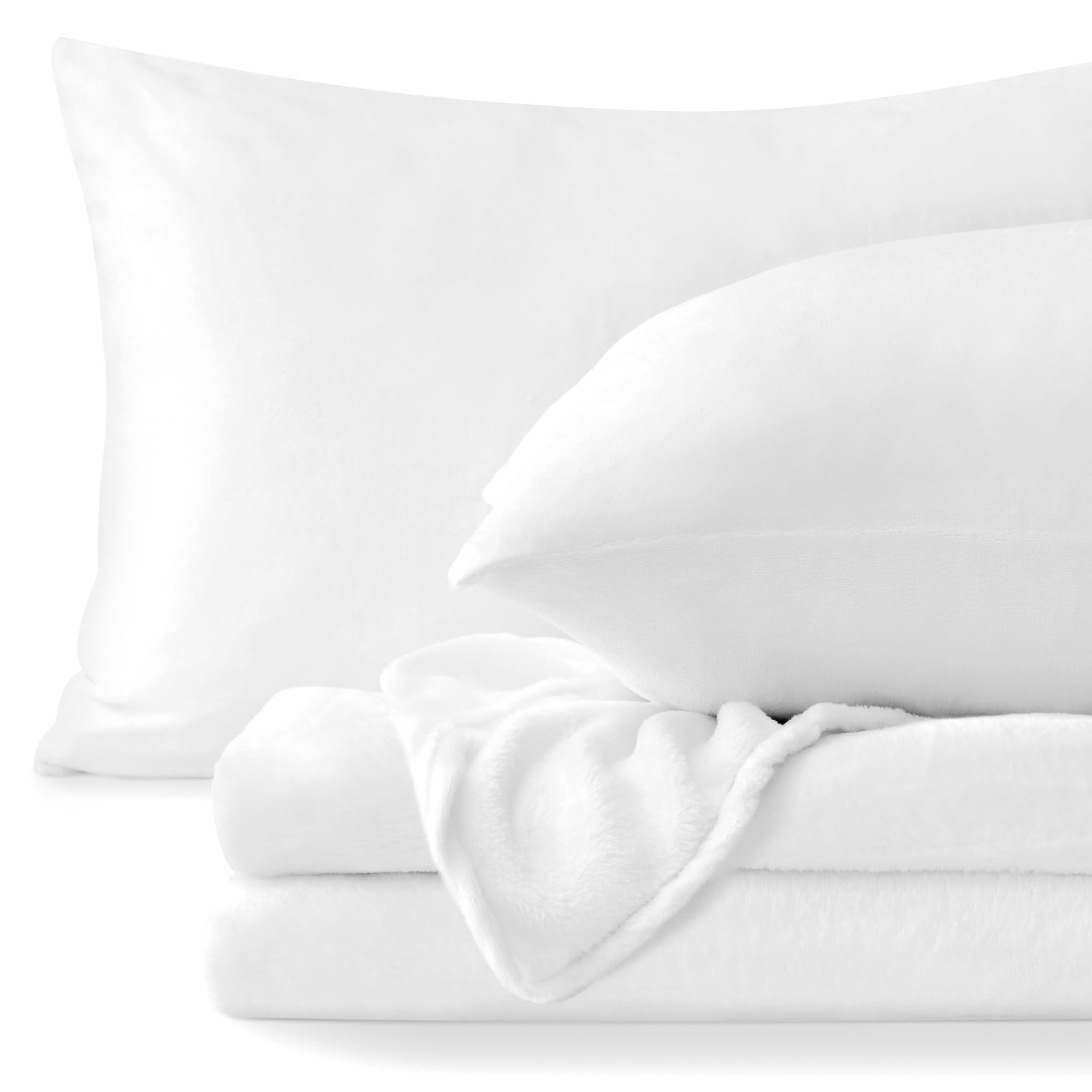 Photo 1 of BEDELITE Flannel Sheets Queen Size Bright White - Super Soft Fleece Sheets Set Fluffy Extra Plush, 4 Piece(Include Fitted Sheet, Flat Sheet, 2 Pillowcases)