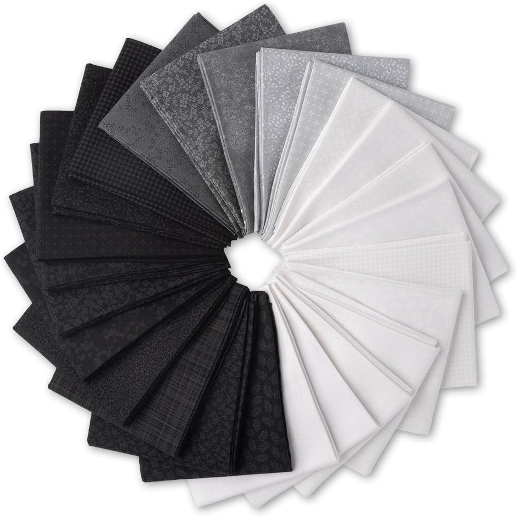 Connecting Threads Print Collection Precut Cotton Quilting Fabric Bundle Fat Quarters (Monochrome)