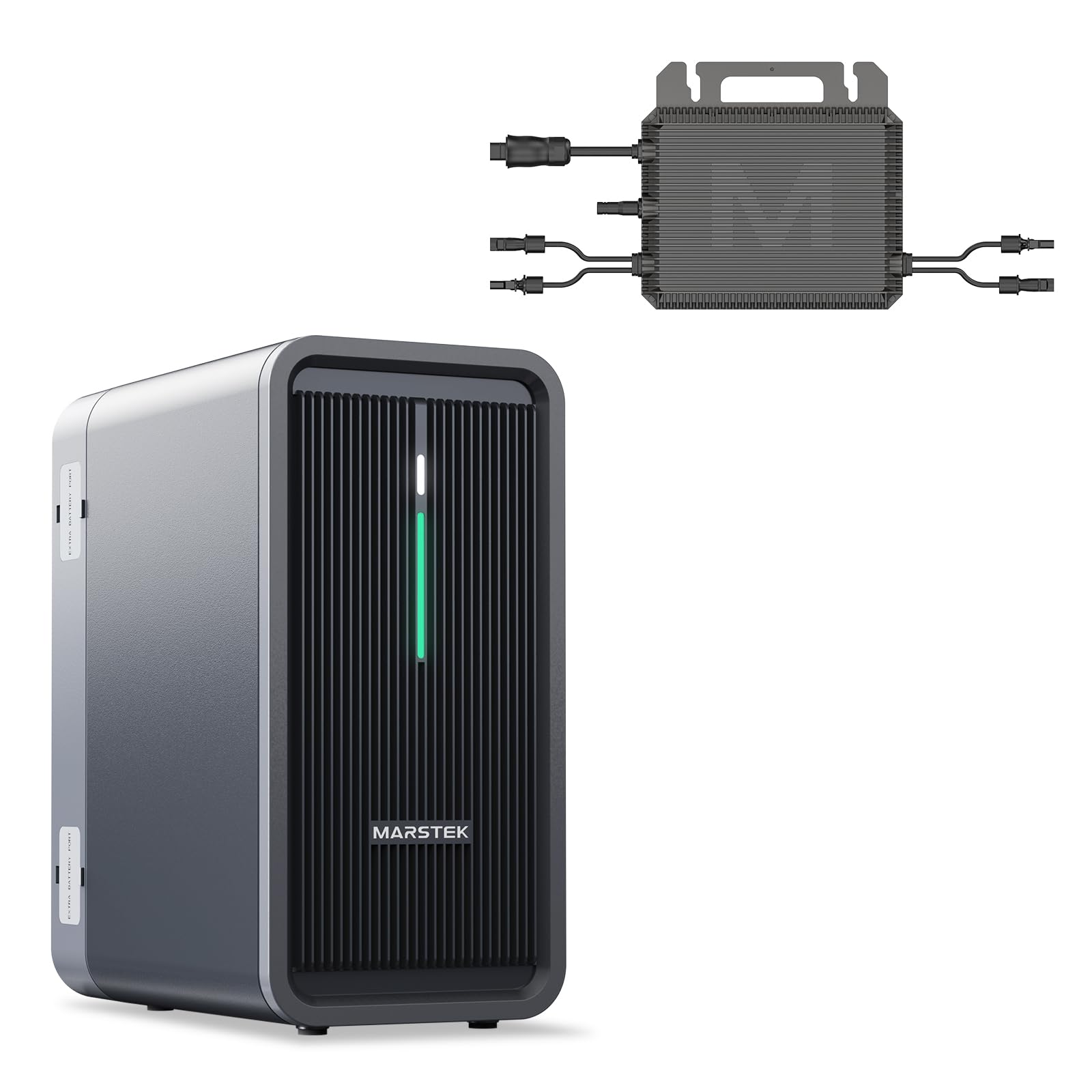 B2500 Balkonkraftwerk mit Speicher+800W Micro-Wechselrichter: 0% MwSt, Marstek 4480Wh LiFePO4 Akku Solarbank Speicher, 2 MPPTs,1600W Max. PV Solareingang&800W DC-Ausgang, App-Steuerung, IP65,Plug&Play