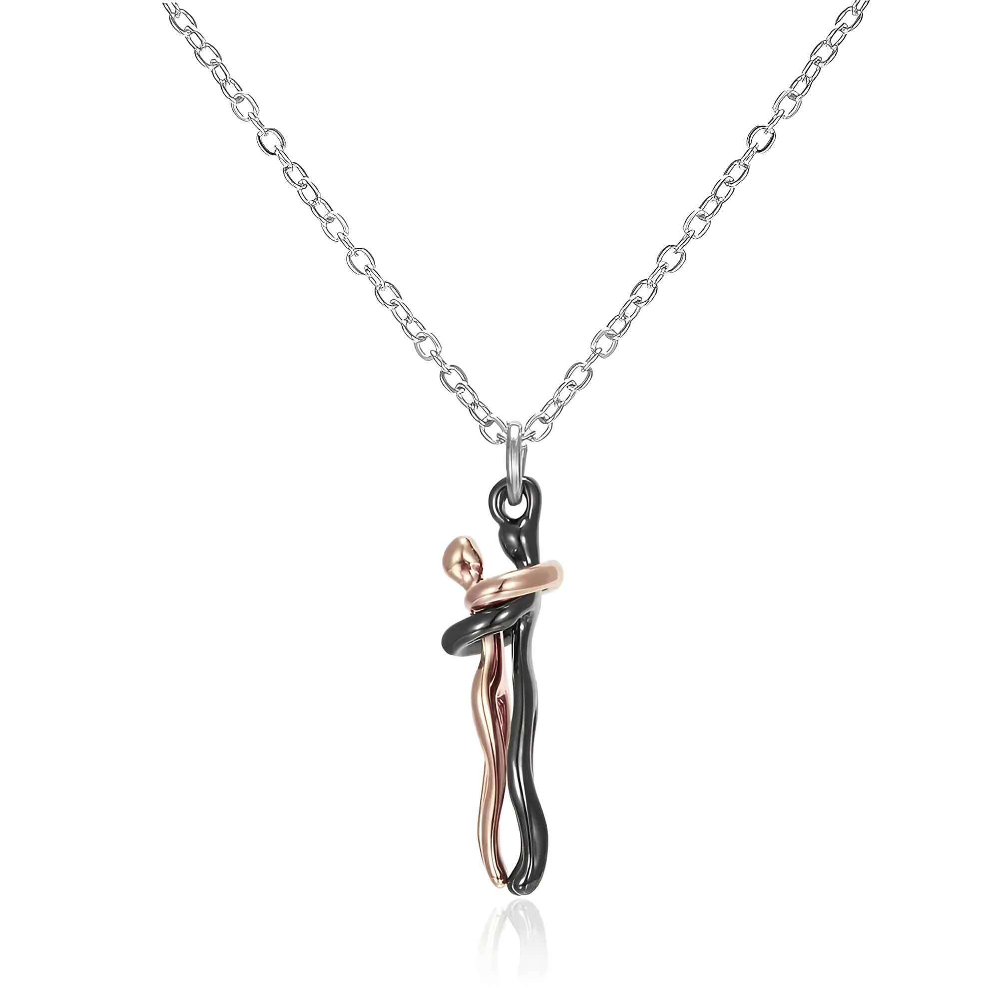 Umarmungs-Halskette aus 925er-Sterlingsilber für Damen und Herren, Umarmungs-Halskette, Halsband mit Umarmungs-Anhänger, Kette für Männer, Halsketten für Liebhaber, Frauen, Paare, Umarmungs- und