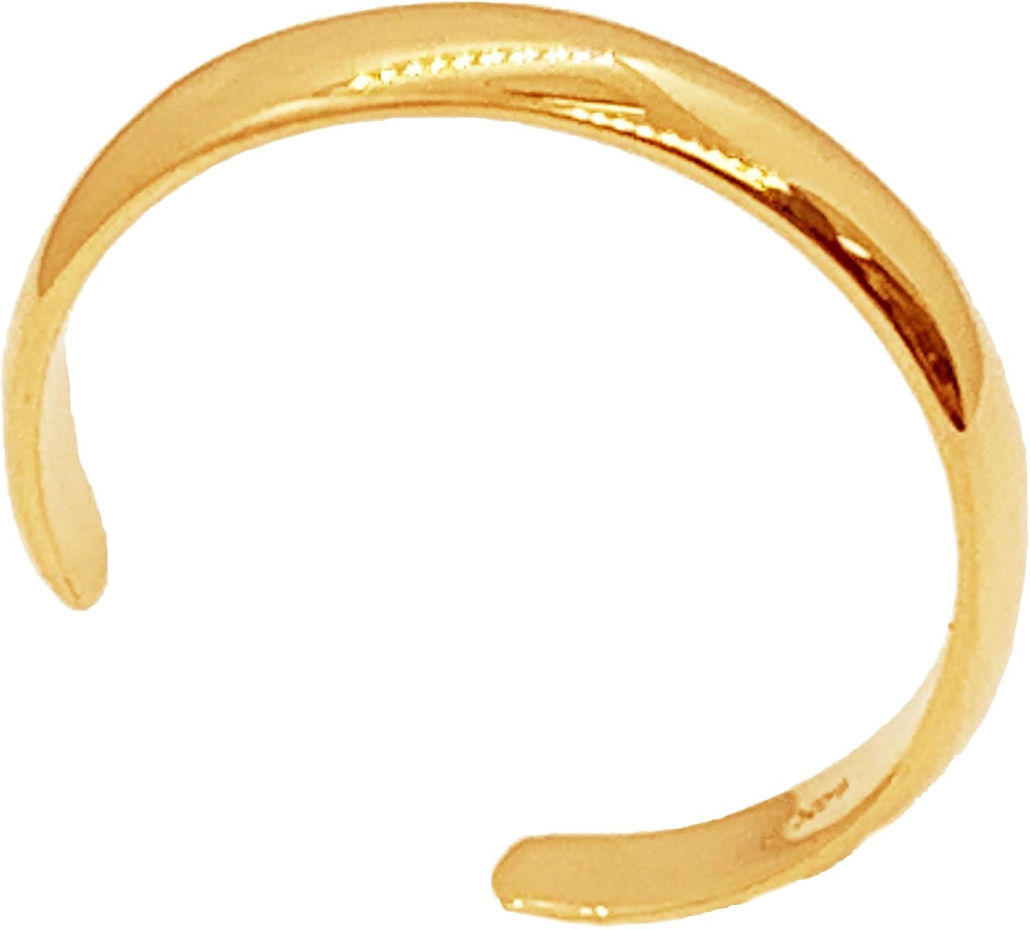 Ritastephens 14k Solid Gold Shiny High Polished Plain Band Toe Ring Adjustable (Yellow or White)