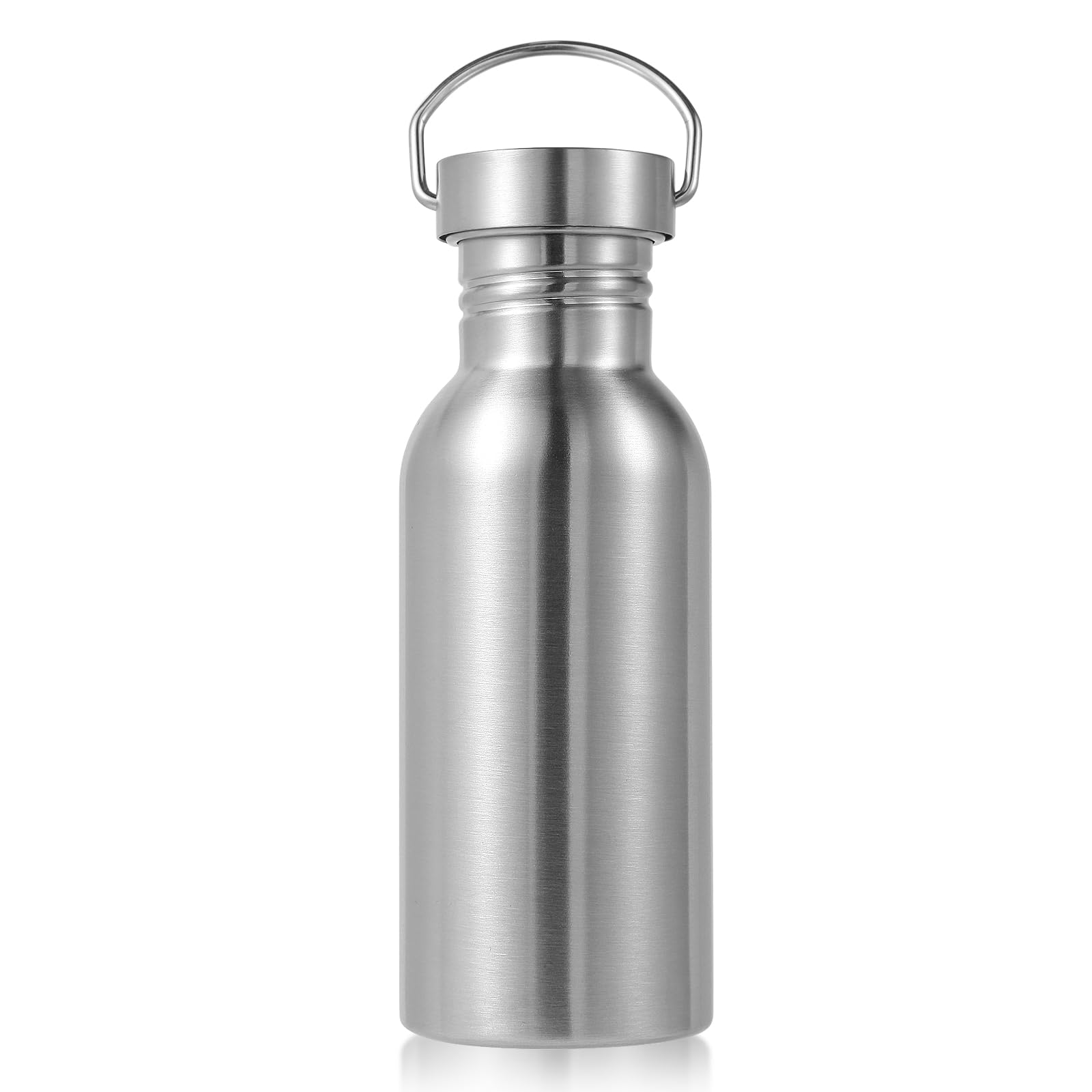 Volhoply 600ml Uninsulated Single Walled Water Bottle, Stainless Steel Reusable Water Bottles with Handle, BPA Free & Plastic Free 18/8 304 Metal Water Bottles for Camping, Hikers, Cyclists — image 1