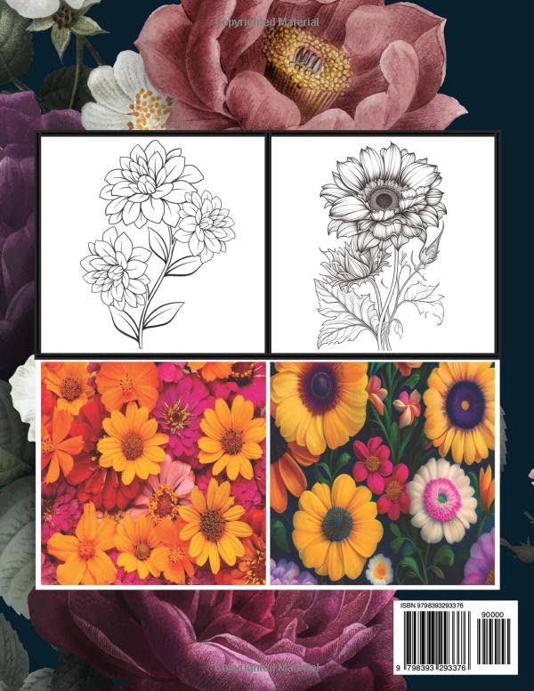 Unique Spring Flowers Coloring Book - Large Print: 50 Beautiful Easy, Simple, Wonderful, Bold Designs and Relaxing For Adults, Seniors Beginners Men, and Women Stress Reliving Floral Coloring Books image 3