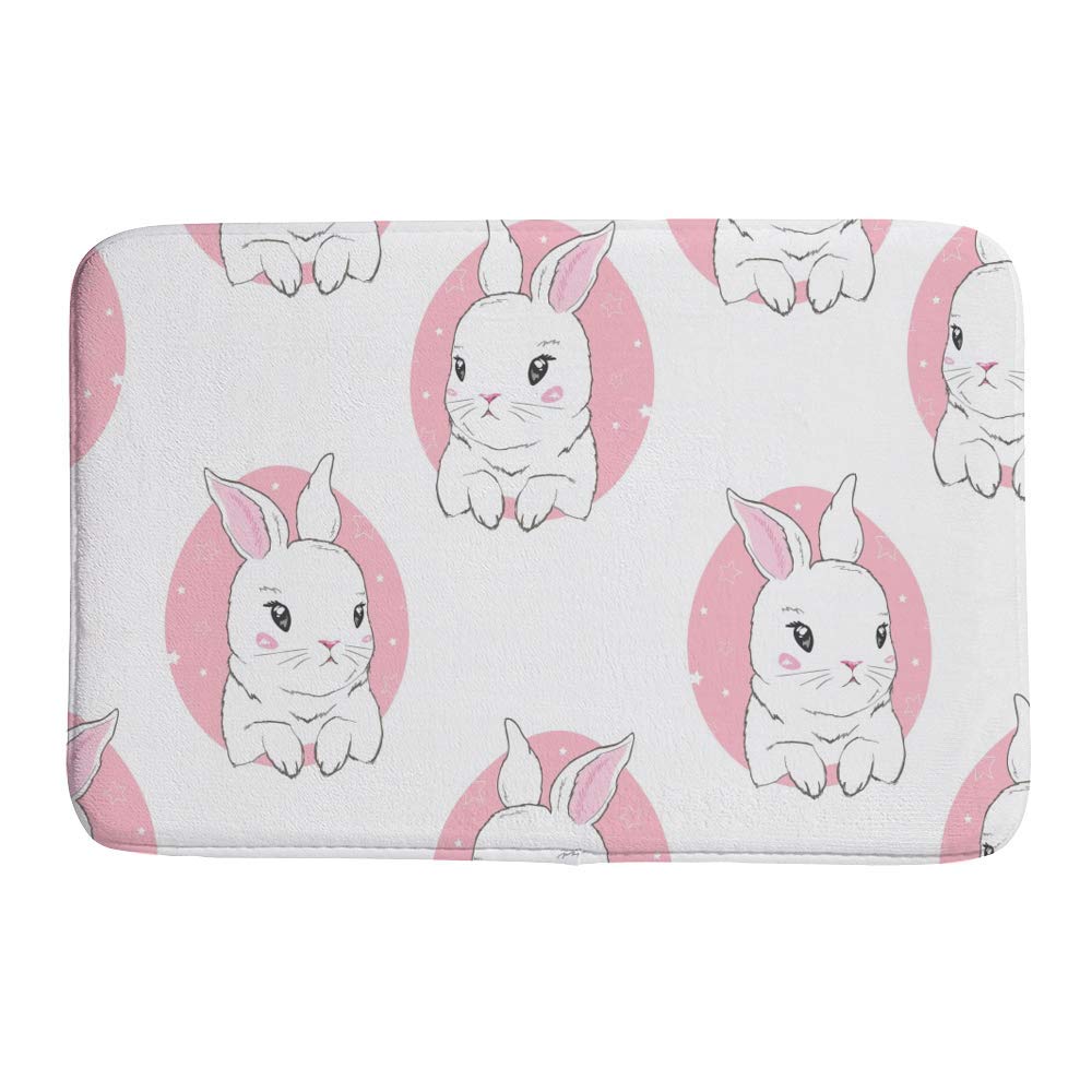 Tapis de bain velours lavable en machine blanc et rose corail