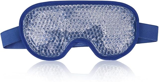 NEWGO Cooling Eye Mask for Puffy Eyes, Reusable Hot Cold Therapy Gel Cold Eye Mask for Migraine, Headache, Dark Circles, Dry Eyes, Swollen Eyes, Sinus Pain, Dark Blue