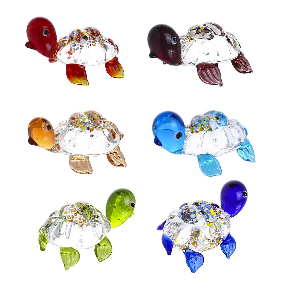 HDCRYSTALGIFTS Hand Blown Glass Sea Turtle Figurines