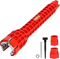 Alocre 8-in-1 Multifunctional Sink Faucet Wrench - Plumbing Tool for Kitchen Bathroom Toilet Repair Installation Red