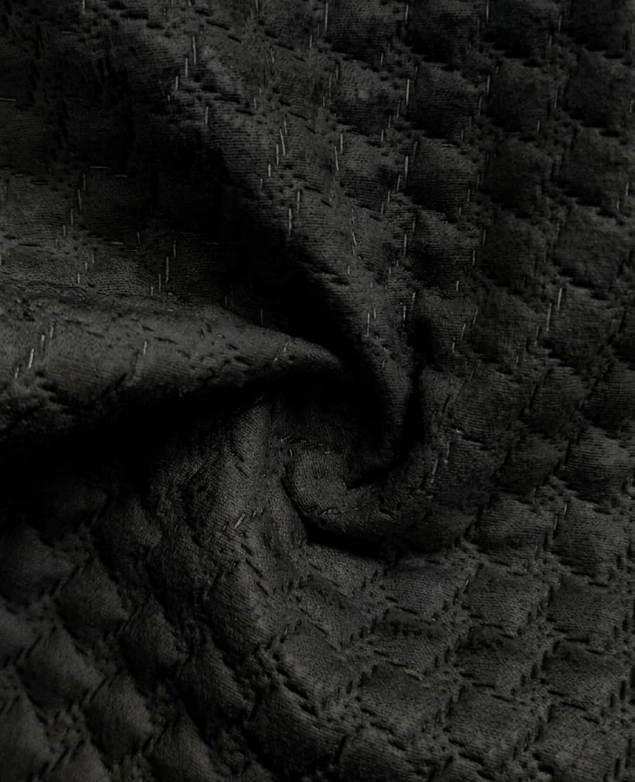 Always fabrics - Tessuto Finta Pelle Impunturata al Metro - Ecopelle Peso 350g/m - Altezza 140cm - Per Tappezzeria, Borse e Arredo Casa - Ritagliato a Mano (NERO, 3 Metri)