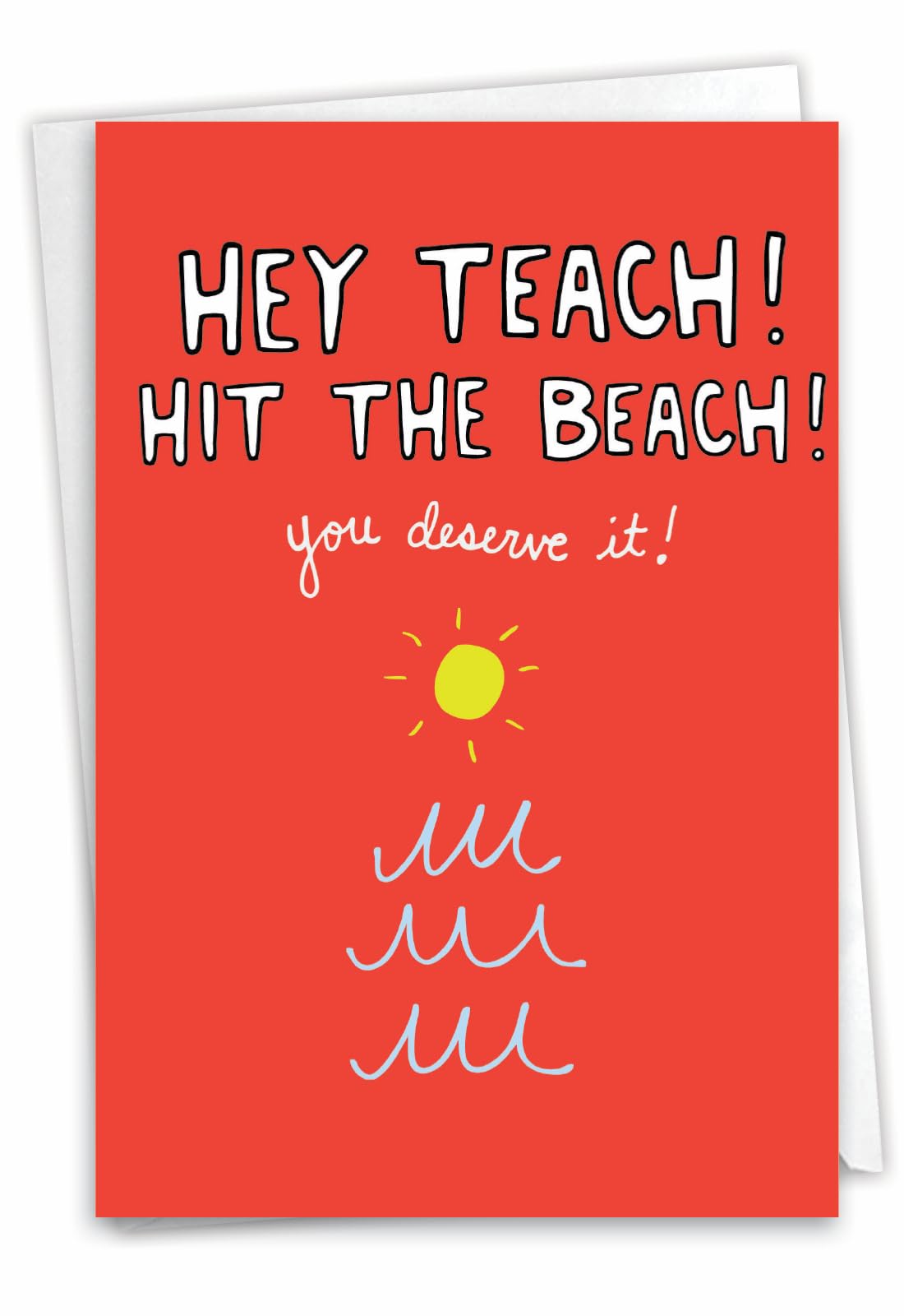 NobleWorks - 1 Thank You Card for Teachers with 5 x 7 Inch Envelope - Gratitude Notecard from Student, Appreciation for School Mentor, Coaches - Hey Teach C3147TTG