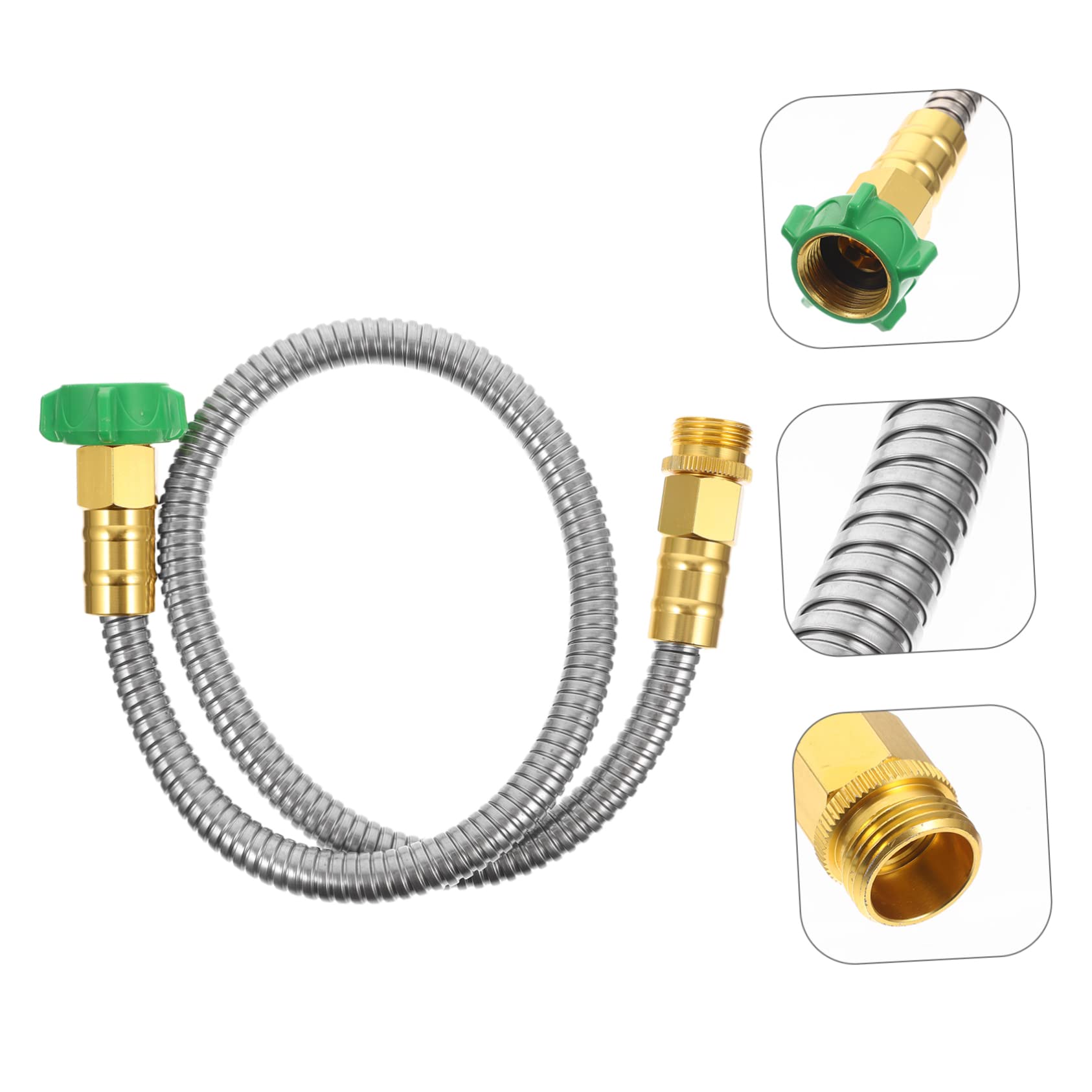 TOYANDONA Schlauchverbinder Edelstahl Gartenschlauchverlängerung mit Zwei Weiblichen Anschlüssen Flexibler Metallwasserschlauch für Bewässerung und Reinigungszwecke
