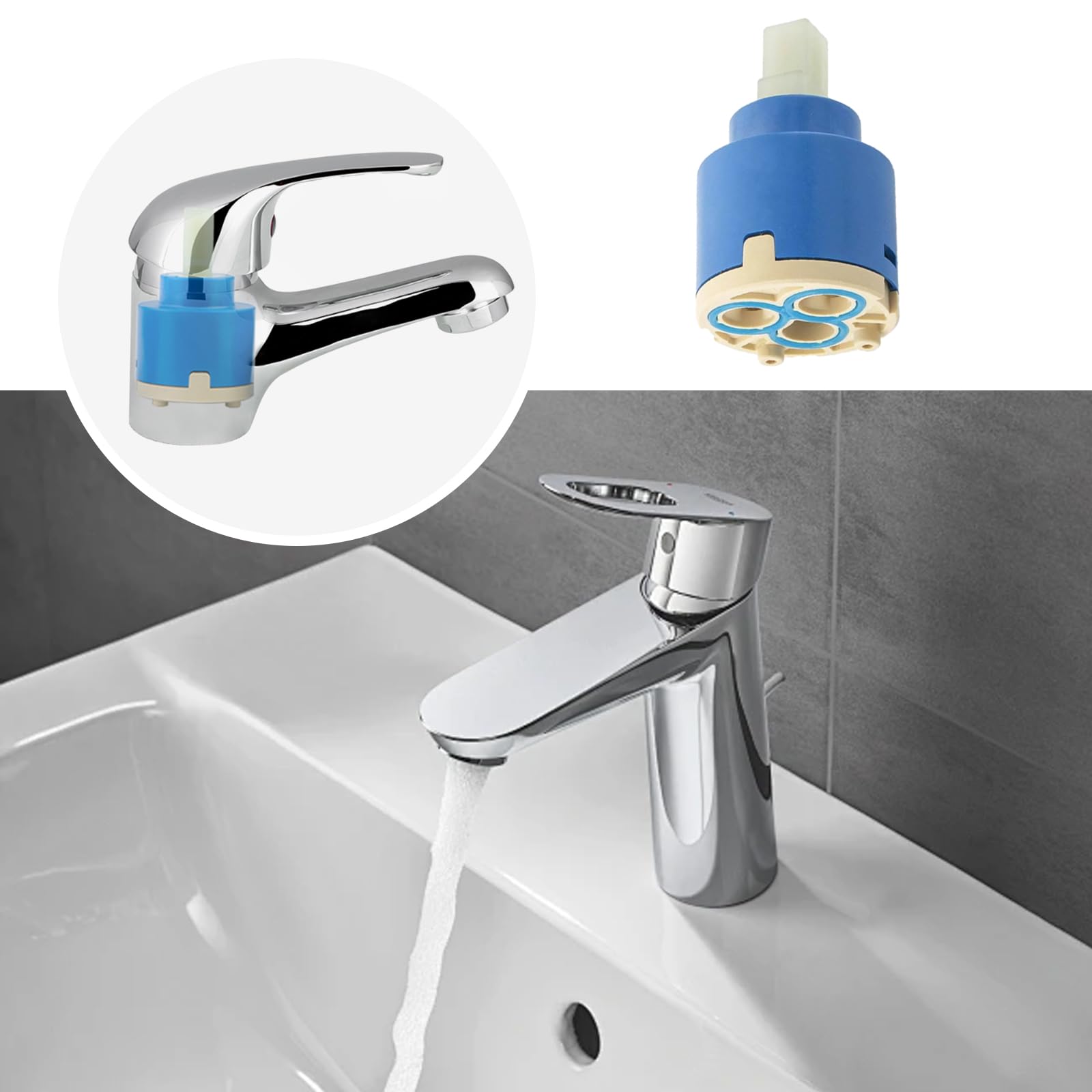 Cartucho de grifo de ducha de 35 mm, cartucho de válvula de un solo mango para grifos de cocina y baño, ducha y mezclador, cartucho mezclador de agua duradero