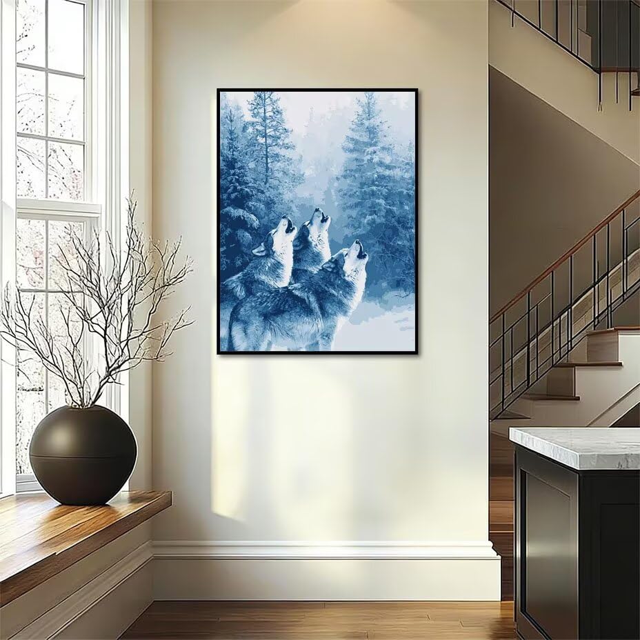 Regalos para mujer originales cuadro de pintura por numeros lobo 70x90 4