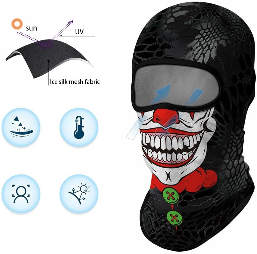 Headwear Bandana Head Funny and Unique Riding Gear，Personalized Protection Balaclava Fashionable and cool Wrap Face Scarf Mask (MICROFIBER, 40), 40, L
