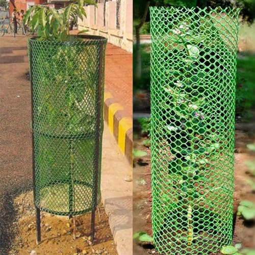 Image of MAHIRA UV Stabilized Virgin HDPE Tree Guard Net Anti Bird Net Garden Fencing Net PVC Virgin HDPE 4 Feet Height X 25 Feet Length Green with 1 Cutter and 50 PVC Tags Tie Locks 4 X 25 FT