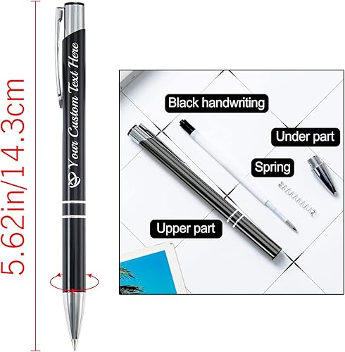 Miniatura 2 de FwSYouMAI Bolígrafo personalizado, 24 unidades, a granel, bolígrafo personalizado con logotipo de mensaje de nombre comercial grabado, tapa de tinta