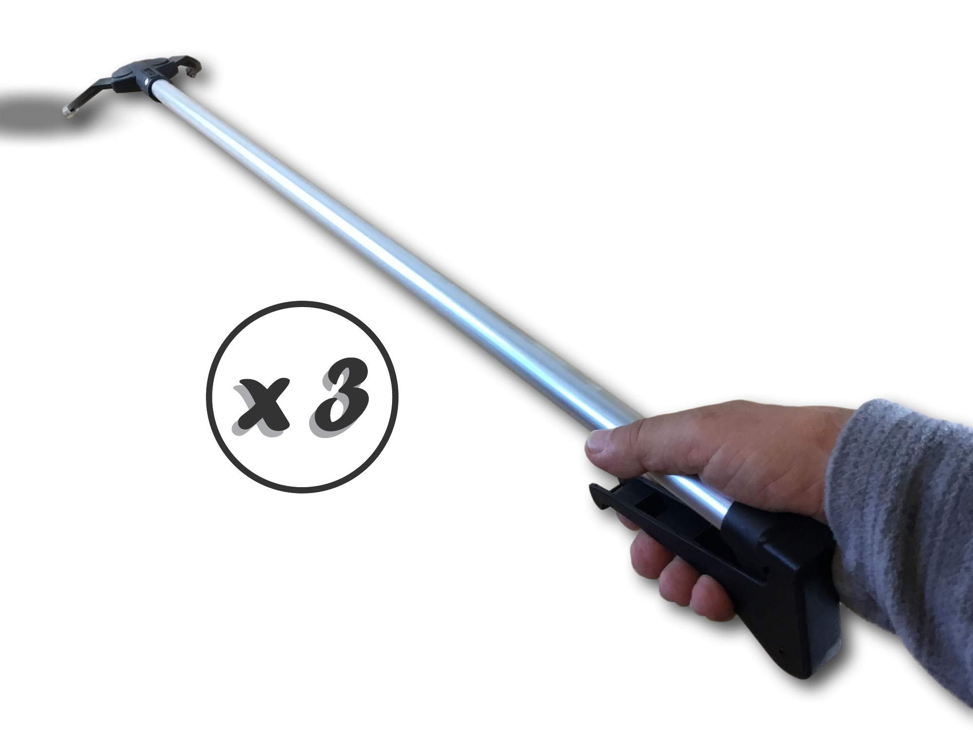 Zacisk do chwytania 100 cm | Zestaw 3 | zbieranie odpadów z liści przedmiotów | Antypoślizgowe szczypce do zginania | Ergonomiczna końcówka | Lekka antykorozyjna | Kibros PINCE100x3