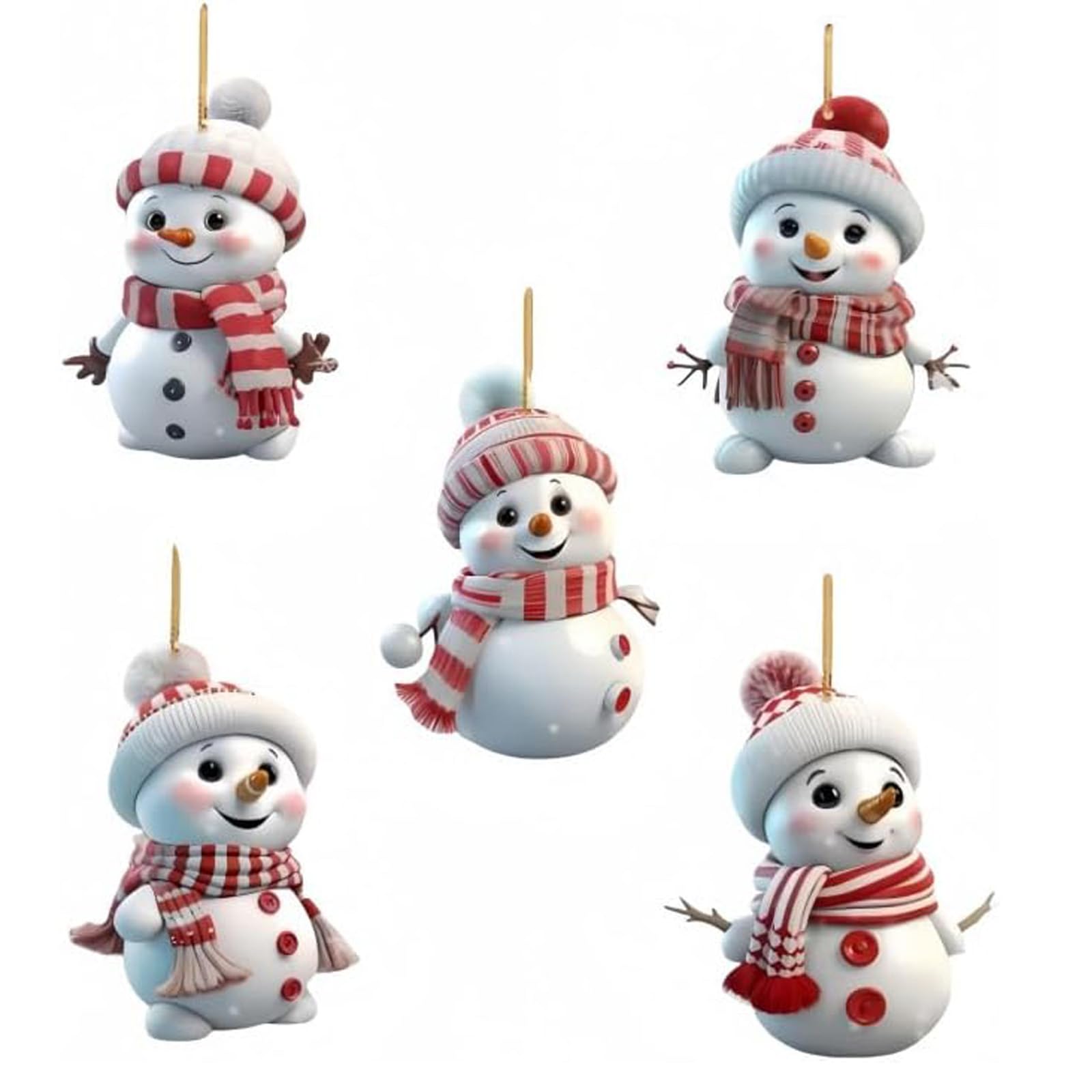 Of 5 Cartoon Christmas Snowfigure and Tree Ornamentation Polyacrylate Hanging Deck for Telecommute Celebratory Decoration Christmas Deck Set