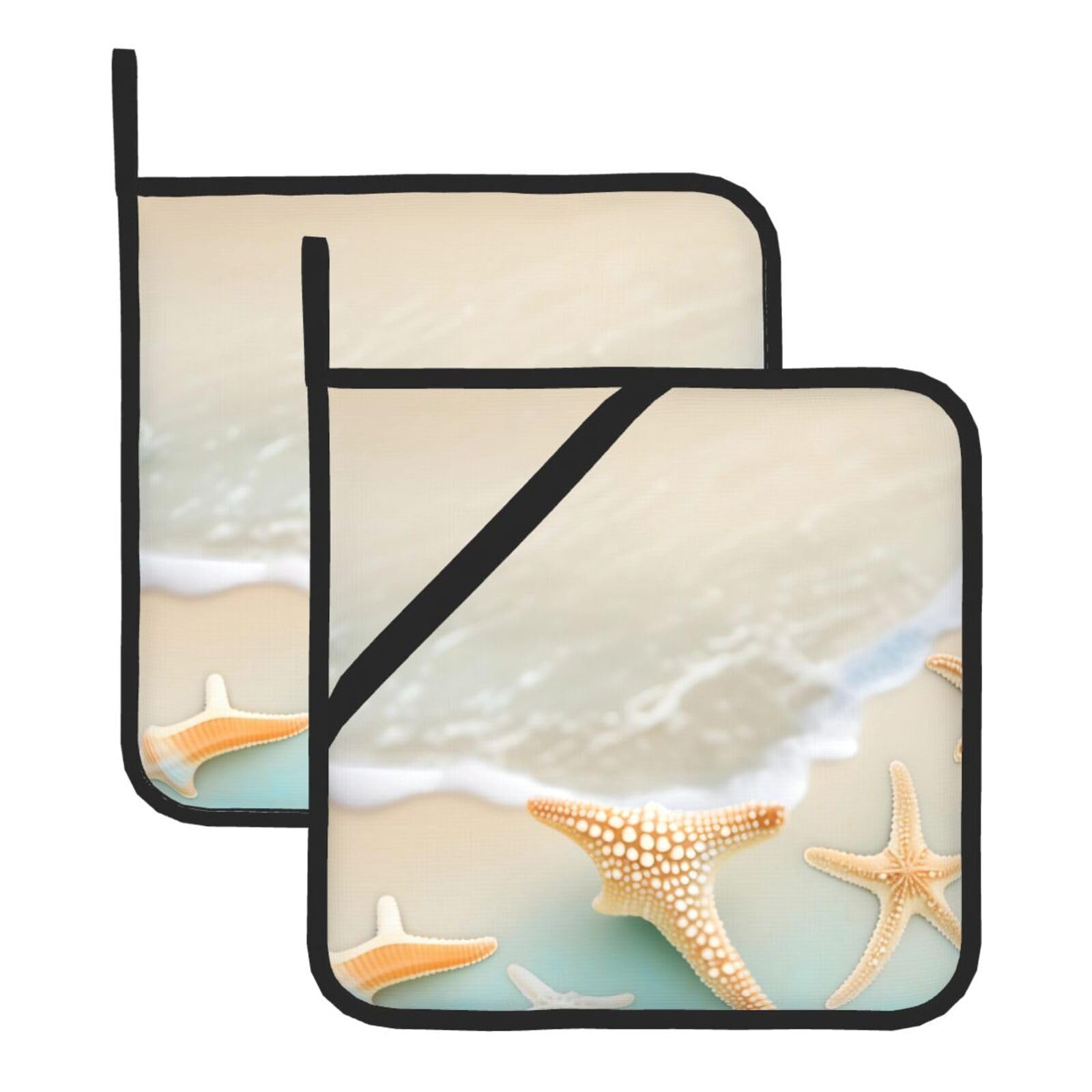 Beach Starfish Square Heat Resistant Trivet Set Thick and Durable for Baking Barbecue Cookware Oven