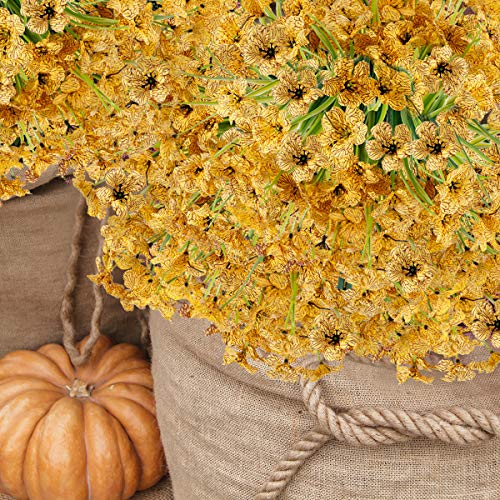 Zeostaro 20 Bundles Artificial Outdoor Flowers Uv Resistant Fake Flowers No Fade Faux Plastic Greenery Shrubs Garden Porch Window Box Decorating(Yellow) #TOP5