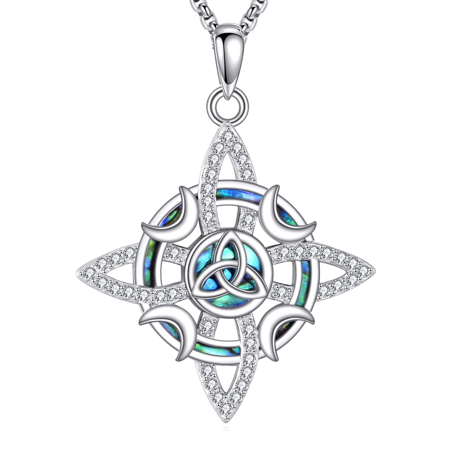 Witches Knot Necklace S925 Sterling Silver nudo de bruja Witch Knot Pendant Necklaces Triquetra Protection Jewelry Gifts for Women