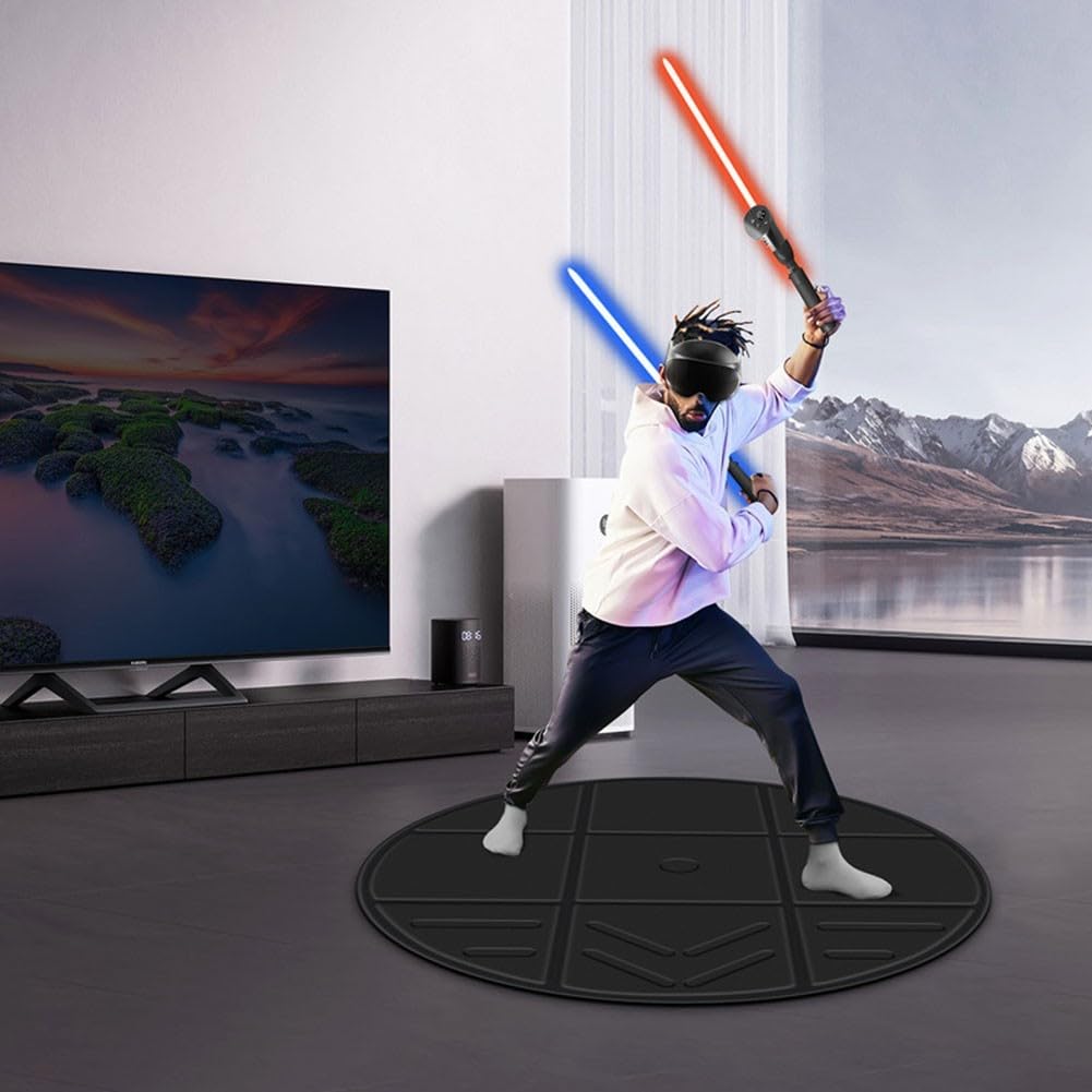 Mata do gier VR z materiału PU dla Meta Quest3S zwiększona stabilność i łatwe czyszczenie dla graczy (czarna)