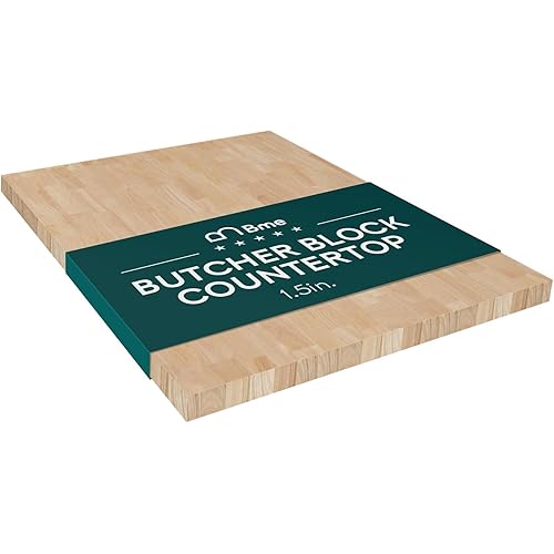 Bme Hevea Solid Wood Butcher Block Countertop, Wood Table Top, Butcher Block Desk Table Top for DIY Kitchen Island, Washer Dryer, or Workstation – Unfinished - 36" L x 36" W x 1.5" Th