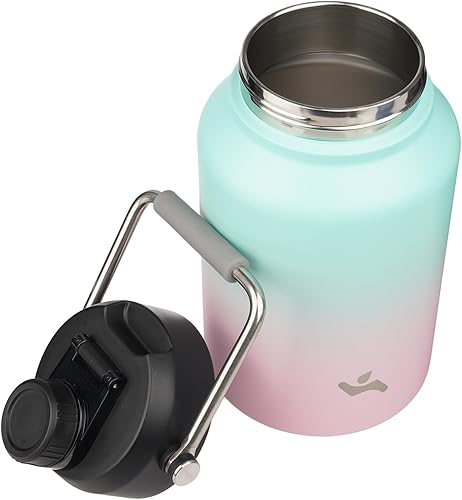 Miniatura 6 de Jarra con Asa, Botella de Agua Aislada de 87 oz con Bolsa de Transporte, Botella de Metal de Acero Inoxidable al Vacío de Doble Pared, Gris