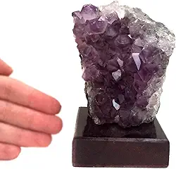 Drusa de Cristal Ametista com Base de Madeira Pedra Natural 10cm